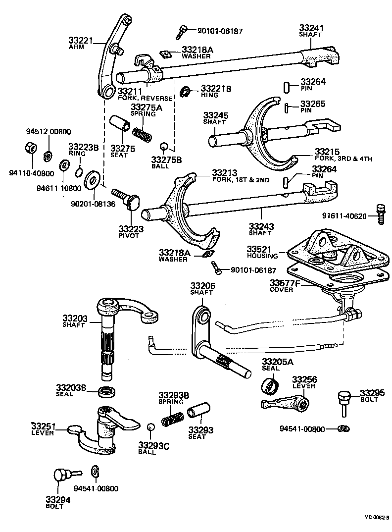 33203-10030 SHAFT SUB-ASSY, SHIFT LEVER, NO.1 product image