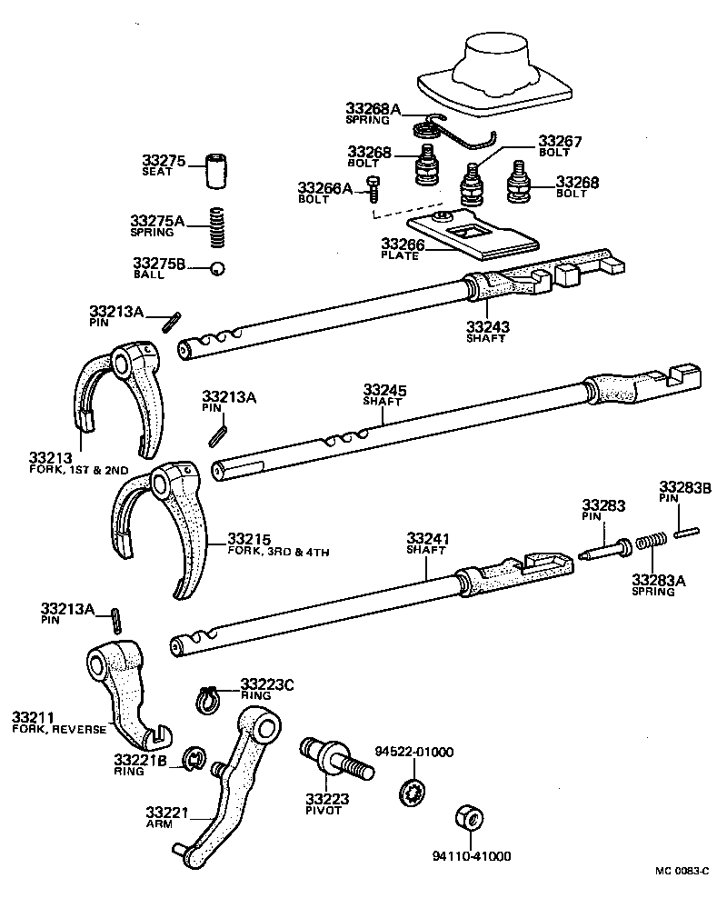 33203-10030 SHAFT SUB-ASSY, SHIFT LEVER, NO.1 product image