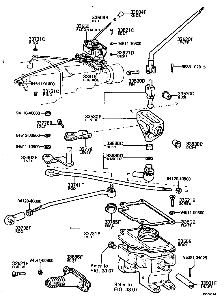 33541-40030 LEVER ASSY, SHIFT (FOR FLOOR SHIFT) product image