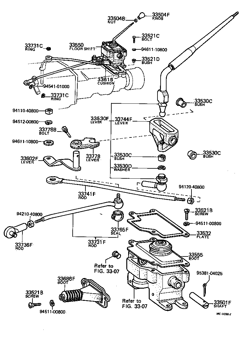 33541-40030 LEVER ASSY, SHIFT (FOR FLOOR SHIFT) product image