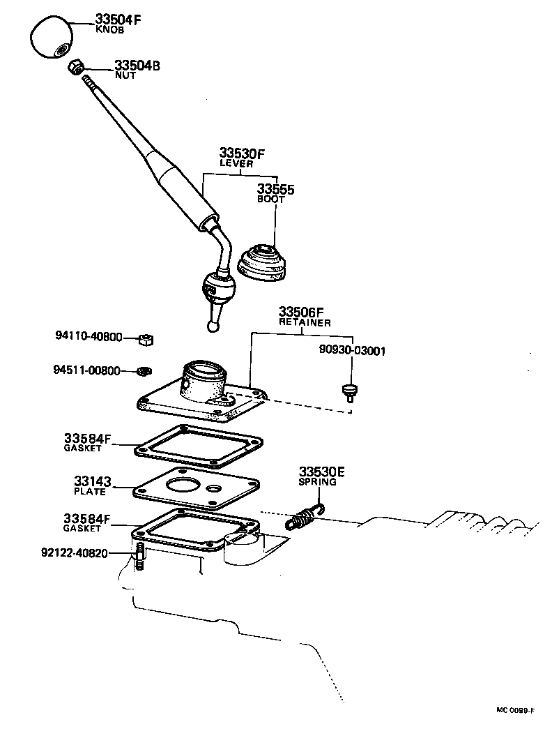 33541-40030 LEVER ASSY, SHIFT (FOR FLOOR SHIFT) product image