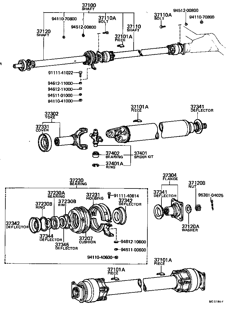 37100-40041 SHAFT ASSY, PROPELLER W/CENTER BEARING product image