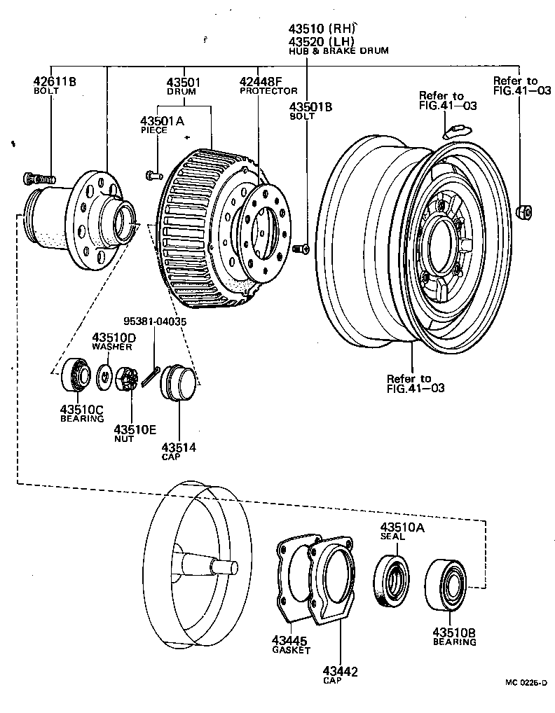 43510-40022 HUB AND BRAKE DRUM ASSY, FRONT AXLE, RH product image