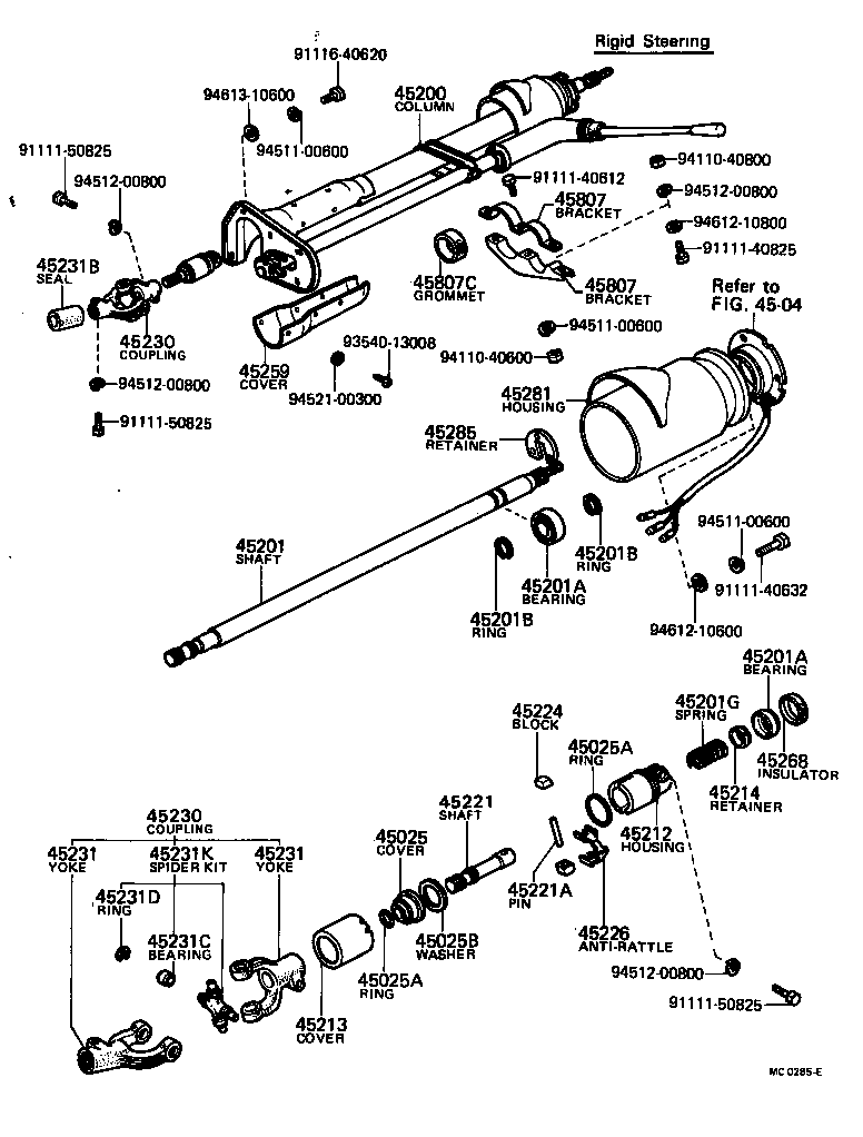 45204-40061 TUBE SUB-ASSY, STEERING COLUMN product image