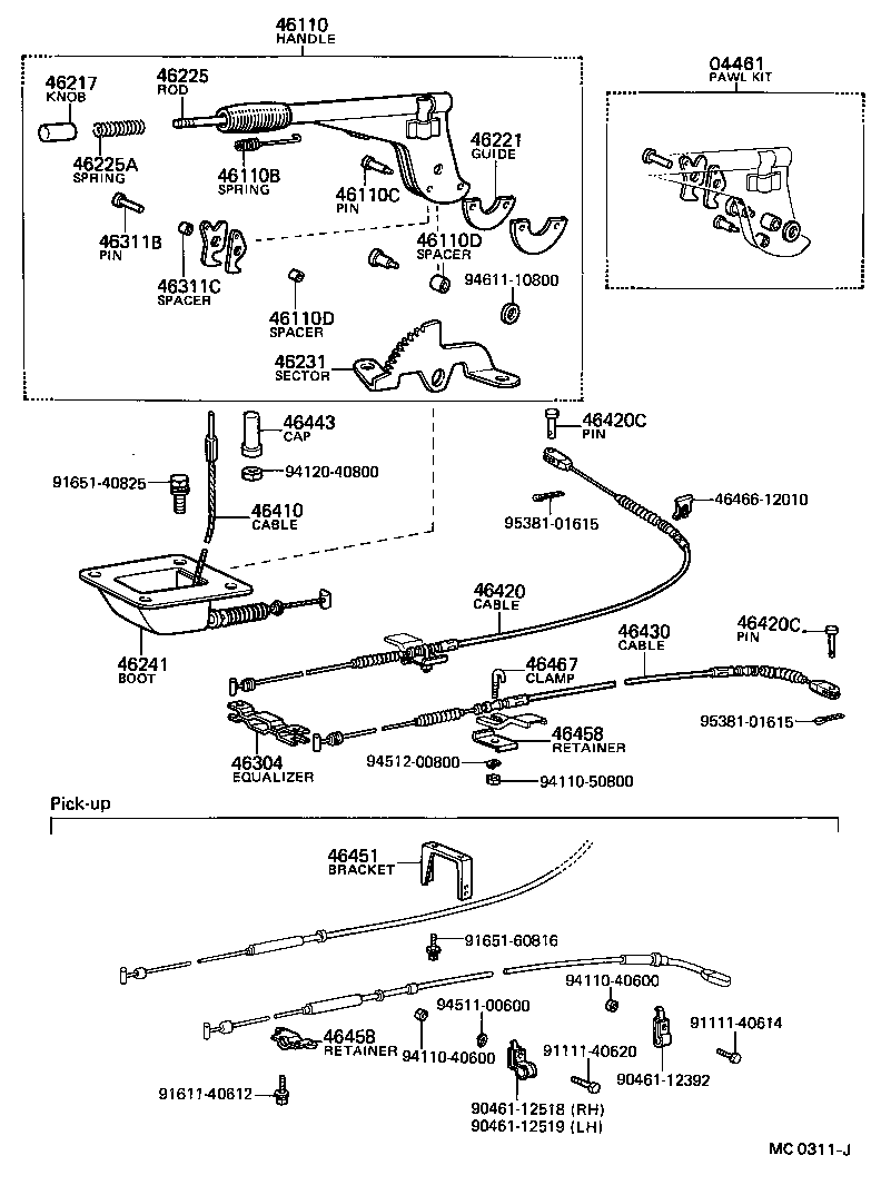 46420-11041 CABLE ASSY, PARKING BRAKE, NO.2 product image