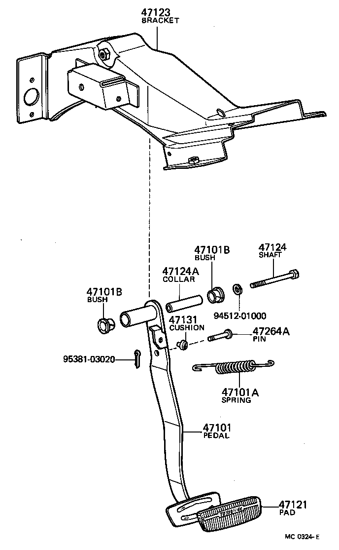 47101-40022 PEDAL SUB-ASSY, BRAKE product image