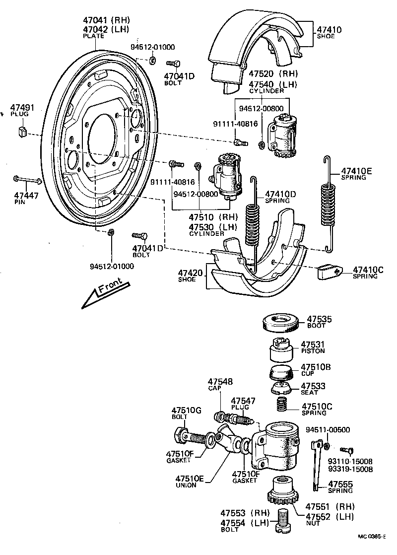 47510-49015 CYLINDER ASSY, FRONT WHEEL BRAKE, RH(FOR FRONT OR UPPER) product image