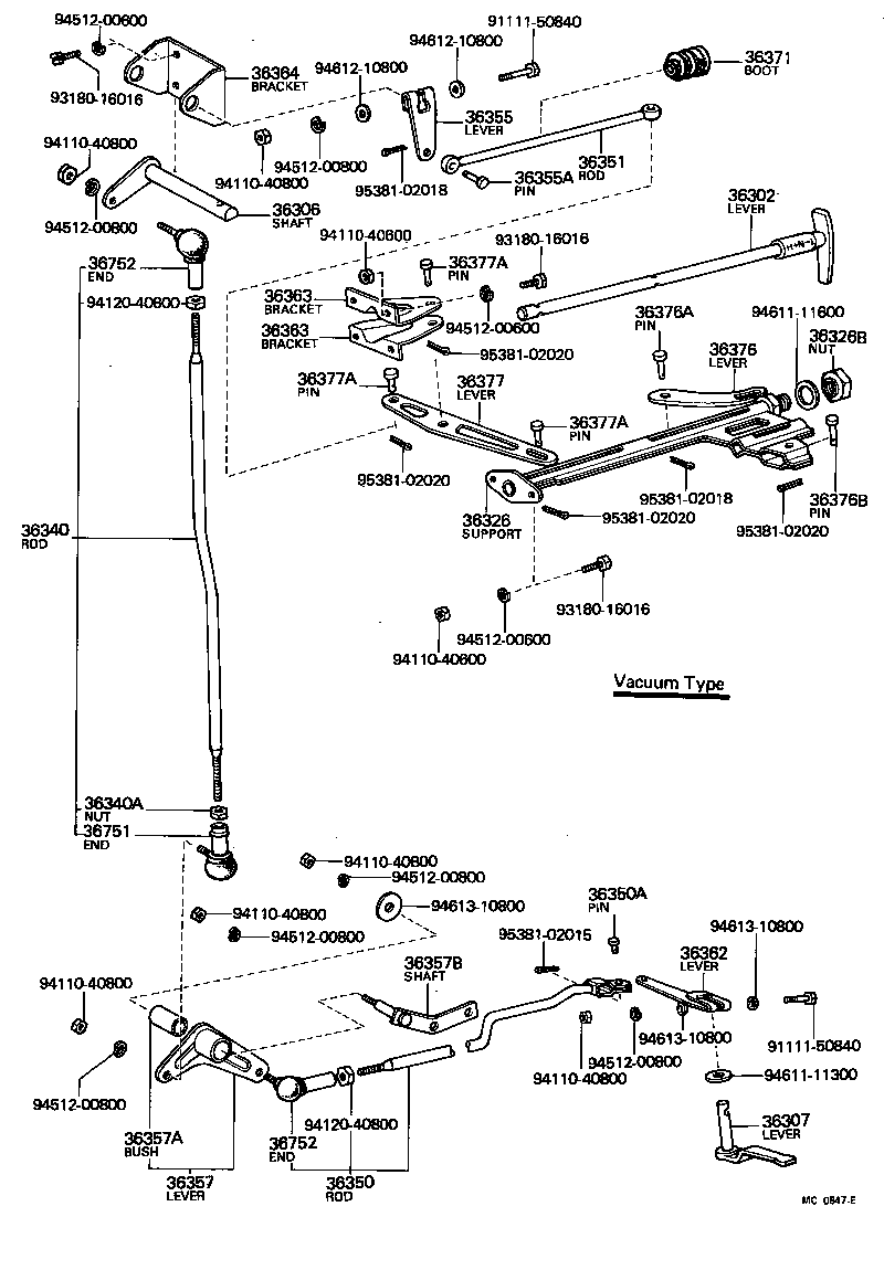 36322-60050 LEVER SUB-ASSY, TRANSFER HIGH & LOW SHIFT product image