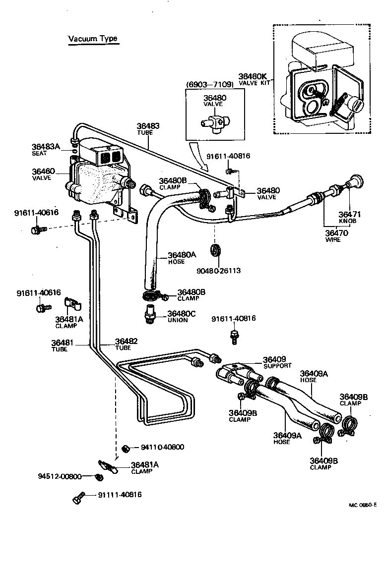36484-60020 TUBE, FRONT DRIVE VACUUM, NO.4 product image