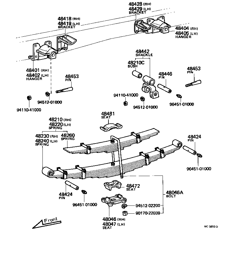 42152-55040 SEAT SUB-ASSY, SPRING U BOLT, RH product image