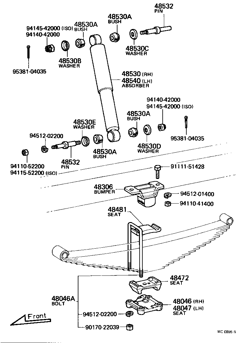 42152-55040 SEAT SUB-ASSY, SPRING U BOLT, RH product image