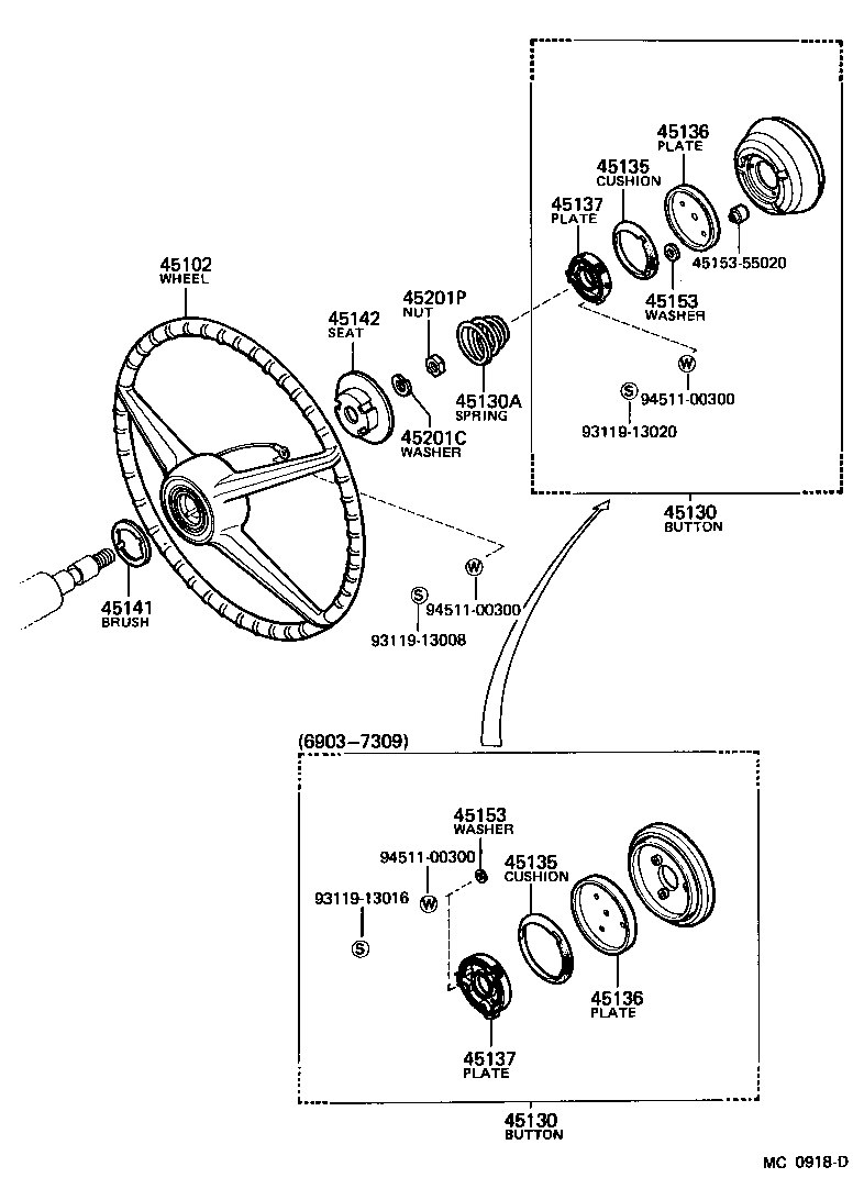 45102-55022 WHEEL SUB-ASSY, STEERING product image
