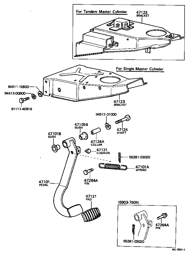 47101-60040 PEDAL SUB-ASSY, BRAKE product image