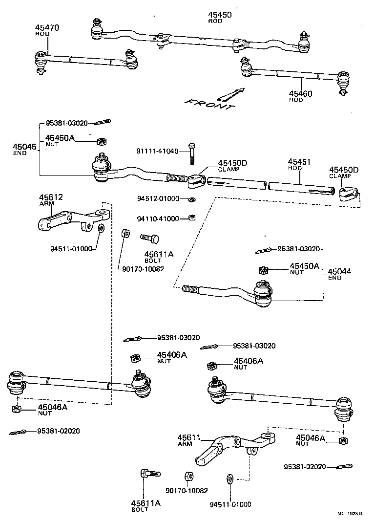 45044-29025 END SUB-ASSY, STEERING RELAY ROD, RH product image