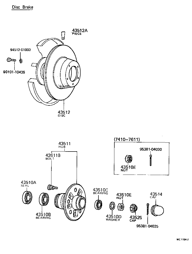 43511-30904 HUB, FRONT AXLE product image
