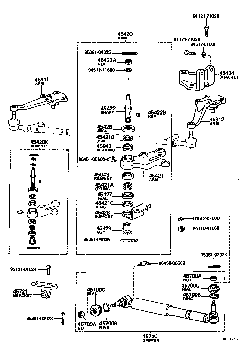 Toyota 45612-60021 ARM, STEERING KNUCKLE, LH