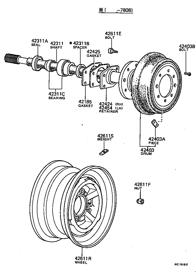 42311-22100 SHAFT, REAR AXLE product image