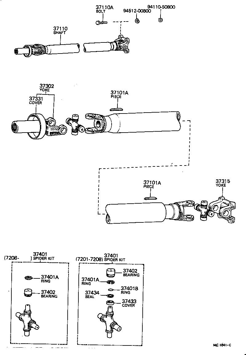 37402-20010 BEARING SUB-ASSY, UNIVERSAL JOINT SPIDER product image