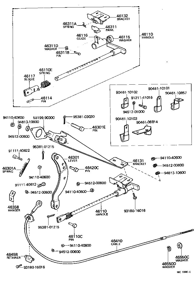 46210-60030 HANDLE ASSY, PARKING BRAKE CONTROL product image