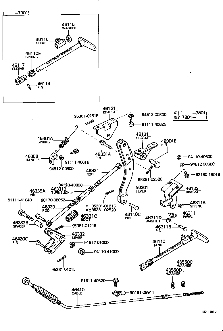 46210-60030 HANDLE ASSY, PARKING BRAKE CONTROL product image