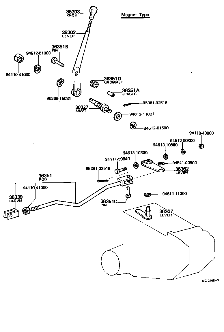 36322-60050 LEVER SUB-ASSY, TRANSFER HIGH & LOW SHIFT product image
