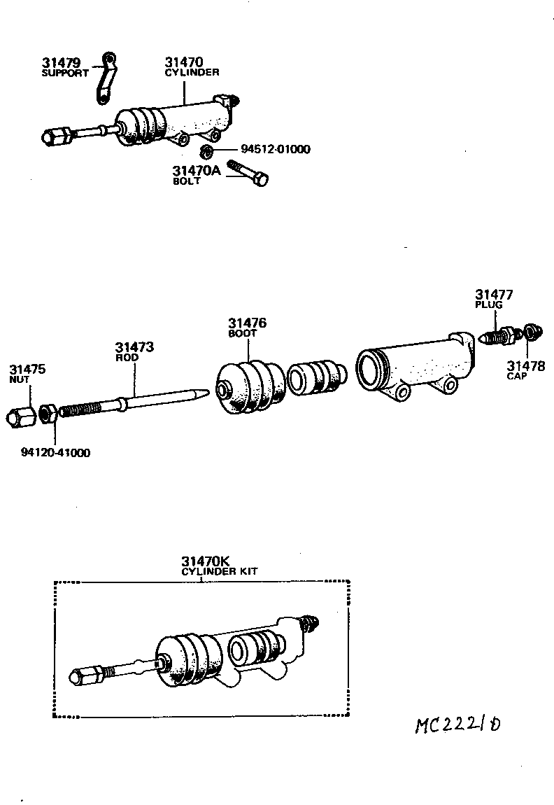Toyota 31473-60031 ROD, CLUTCH RELEASE CYLINDER PUSH, NO.1