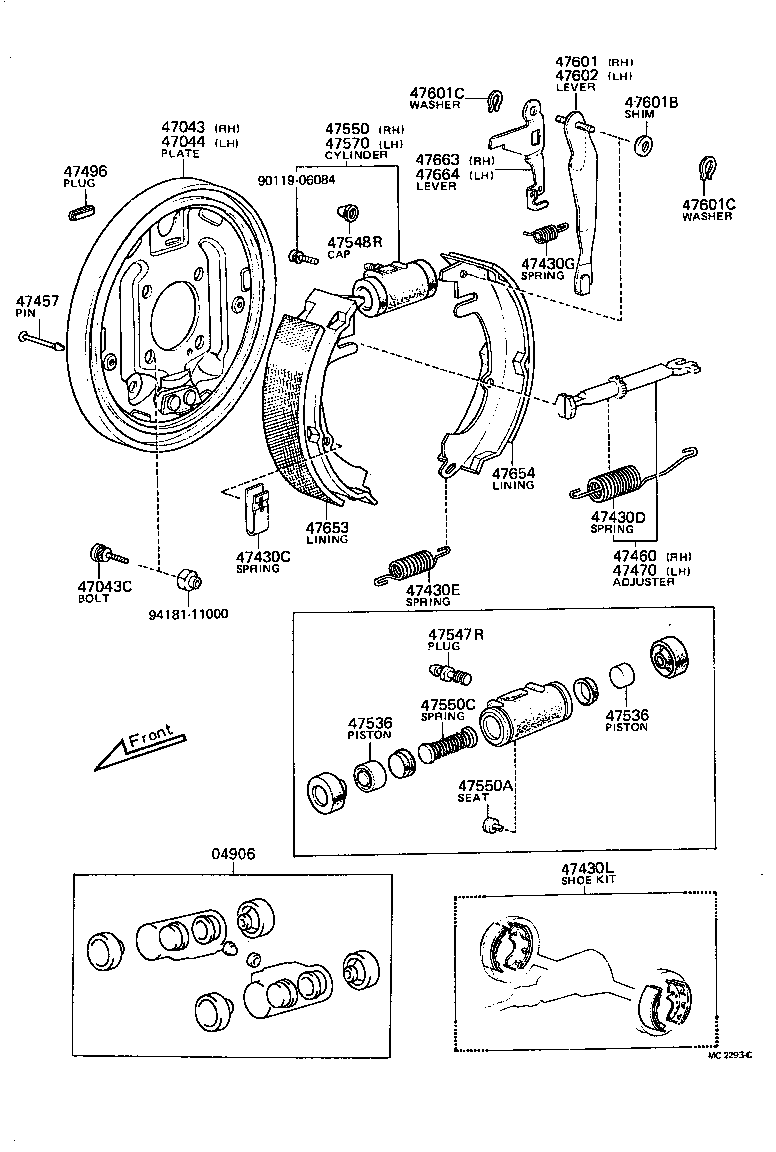 Toyota 47044-13010 PLATE SUB-ASSY, BRAKE BACKING, REAR LH