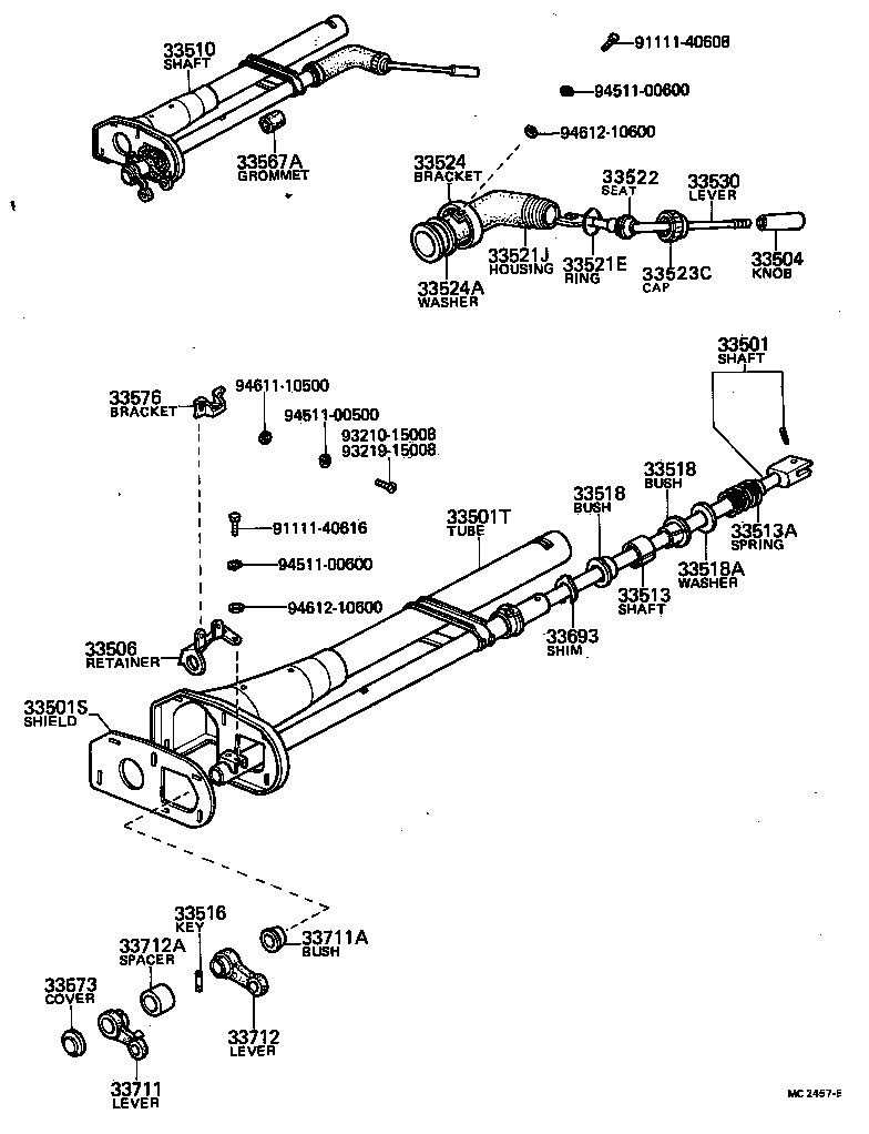 33542-40011 KNOB SUB-ASSY, SHIFT LEVER (FOR COLUMN SHIFT) product image