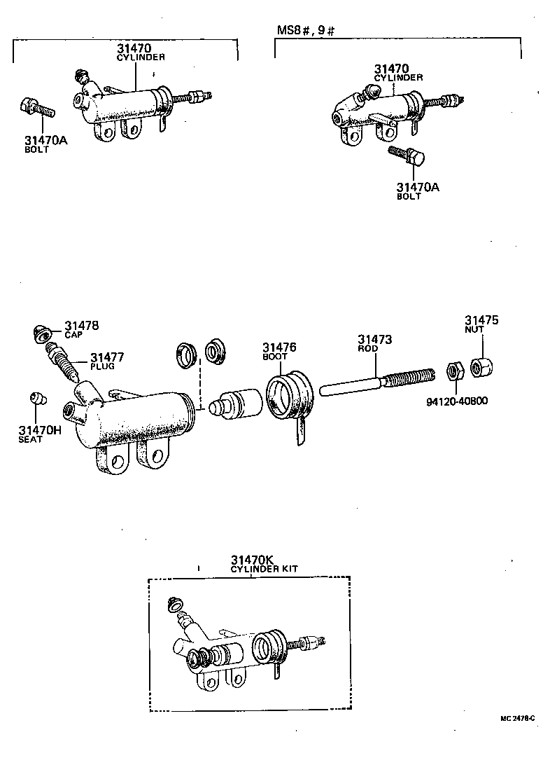 31470-30120 CYLINDER ASSY, CLUTCH RELEASE product image