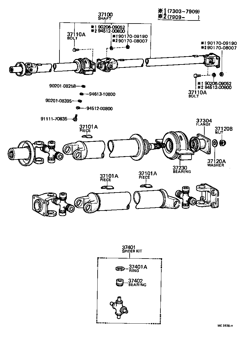 37100-40041 SHAFT ASSY, PROPELLER W/CENTER BEARING product image