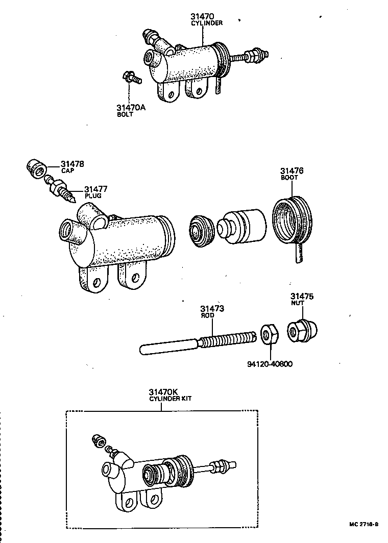 31470-20091 CYLINDER ASSY, CLUTCH RELEASE product image