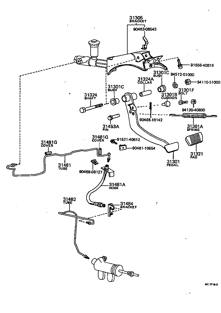 Toyota 31301-20110 PEDAL SUB-ASSY, CLUTCH