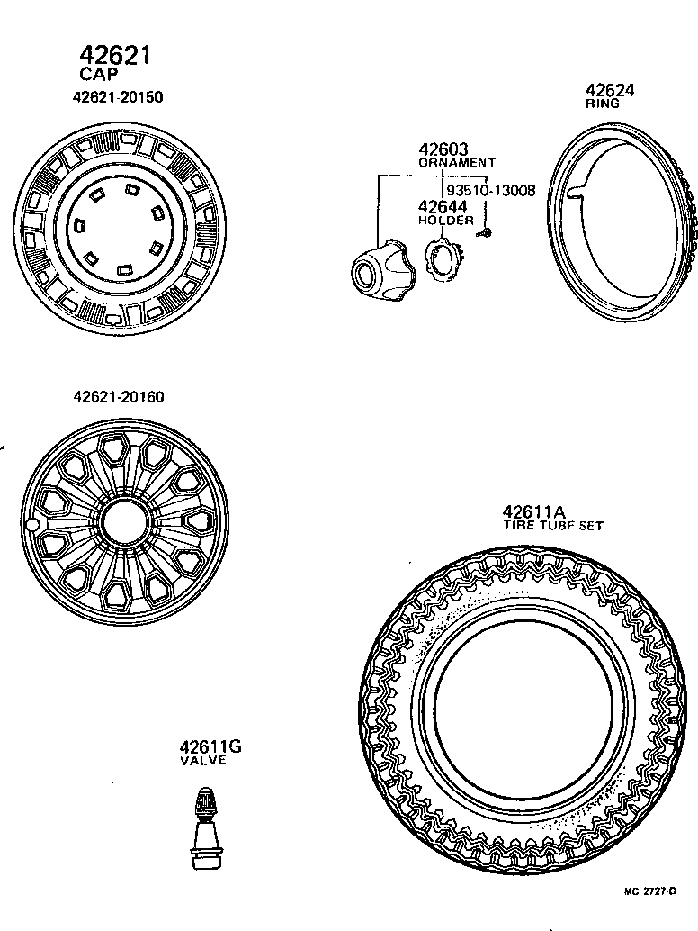 Toyota 42621-20160 CAP, WHEEL