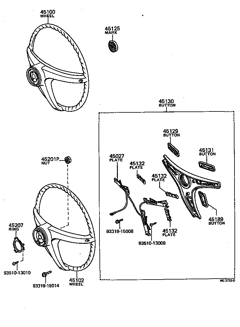 45102-20121 WHEEL SUB-ASSY, STEERING product image