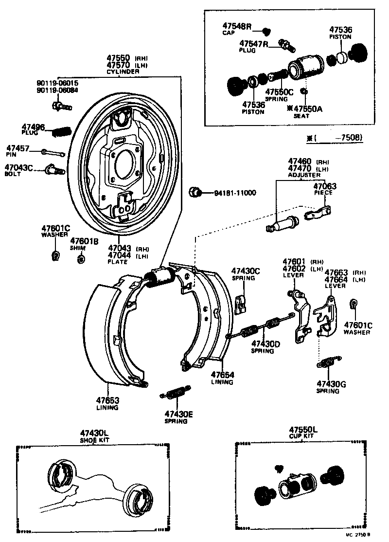 Toyota 04476-20031 CUP KIT, REAR WHEEL CYLINDER
