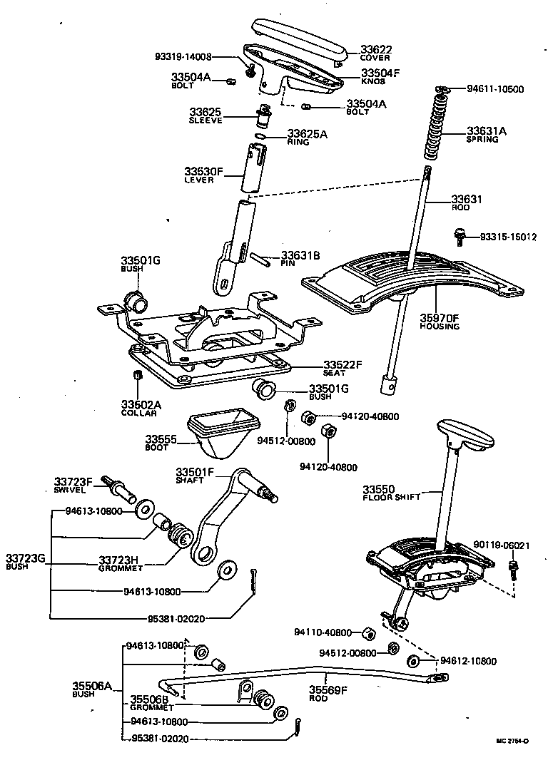 33530-20130 LEVER ASSY, SHIFT (FOR FLOOR SHIFT) product image