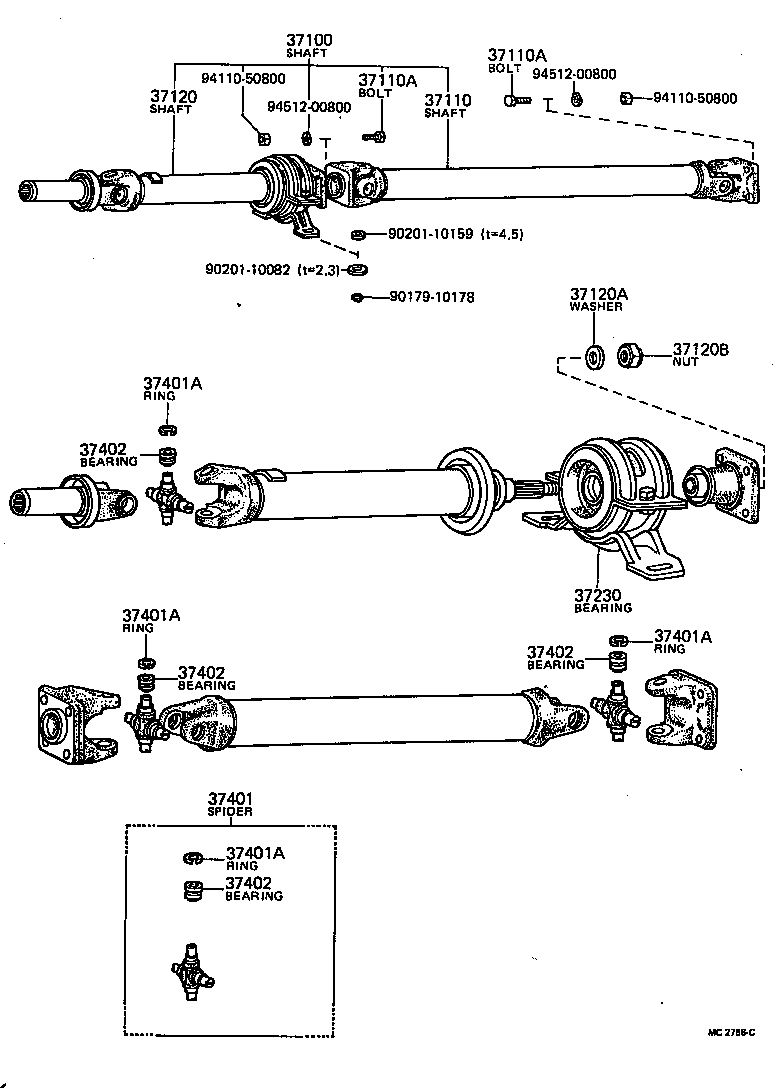 37100-20060 SHAFT ASSY, PROPELLER W/CENTER BEARING product image