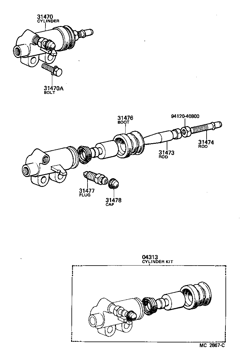 Toyota 31470-60100 CYLINDER ASSY, CLUTCH RELEASE
