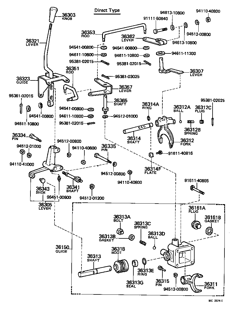 Toyota 36355-60010 LEVER, HIGH & LOW SHIFT LINK