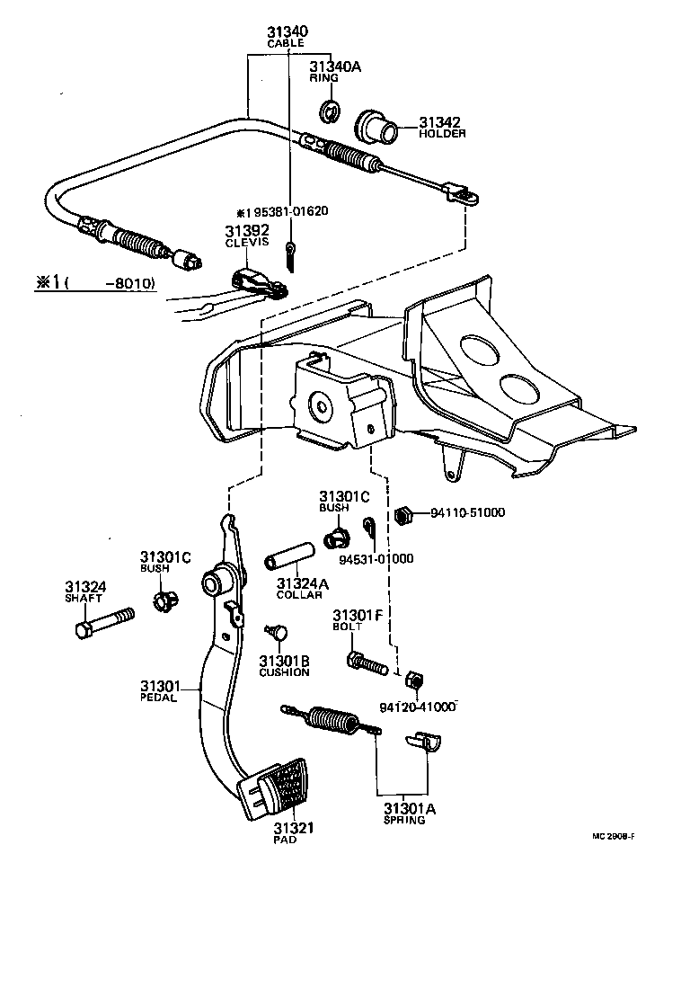 31301-12090 PEDAL SUB-ASSY, CLUTCH product image