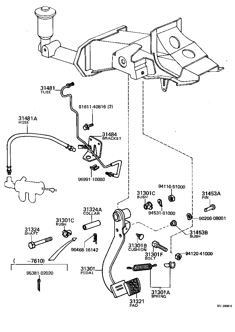 31301-12090 PEDAL SUB-ASSY, CLUTCH product image