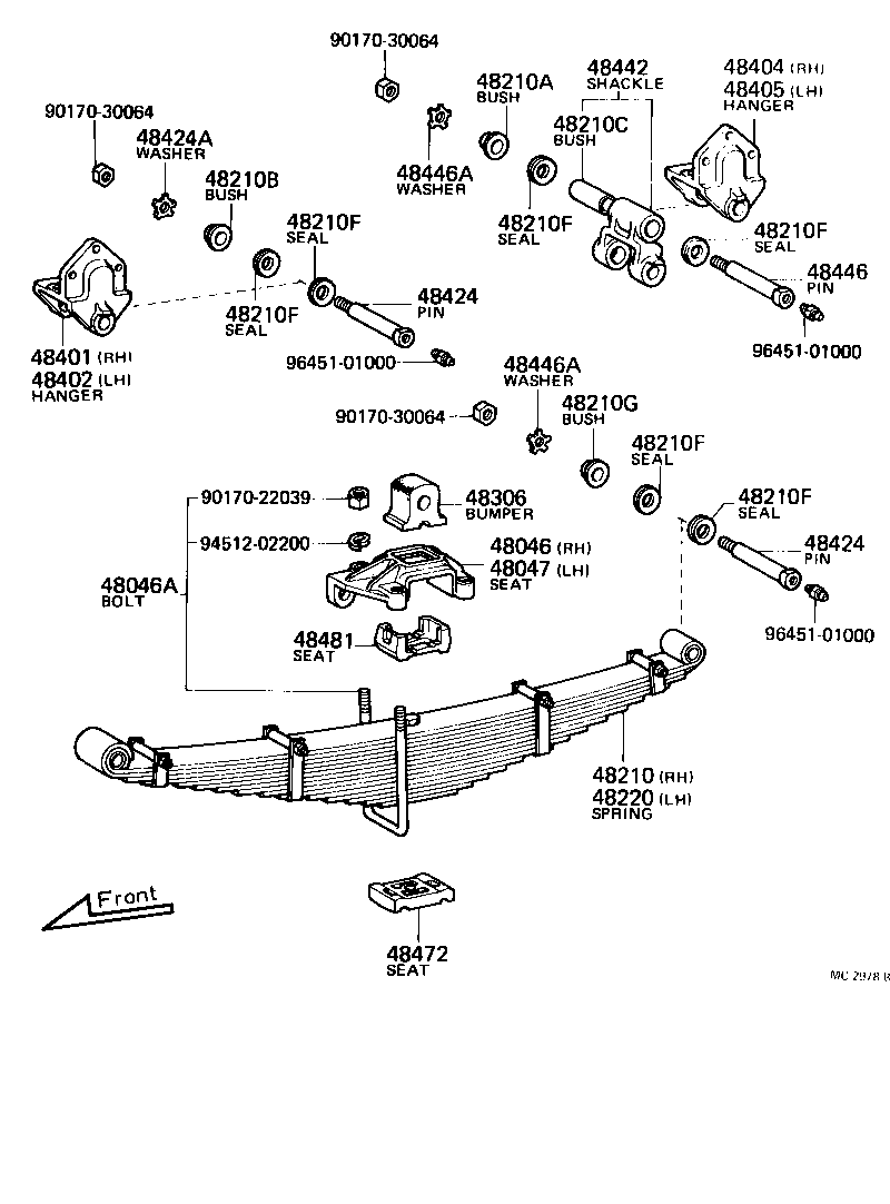 42152-55040 SEAT SUB-ASSY, SPRING U BOLT, RH product image