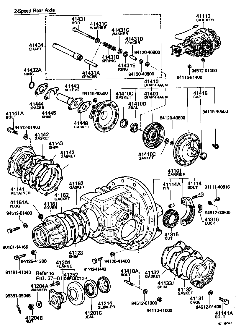 37304-57010 FLANGE SUB-ASSY, REAR DRIVE PINION COMPANION, REAR product image