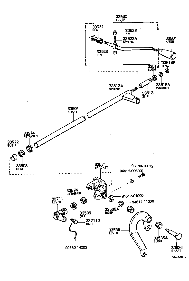 33513-30010 SHAFT, CONTROL SHAFT BRACKET, UPPER product image