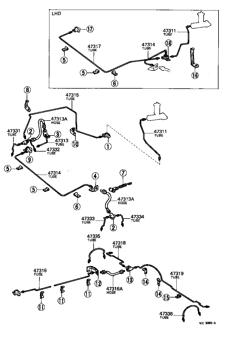47311-60081 TUBE, FRONT BRAKE, NO.5 product image