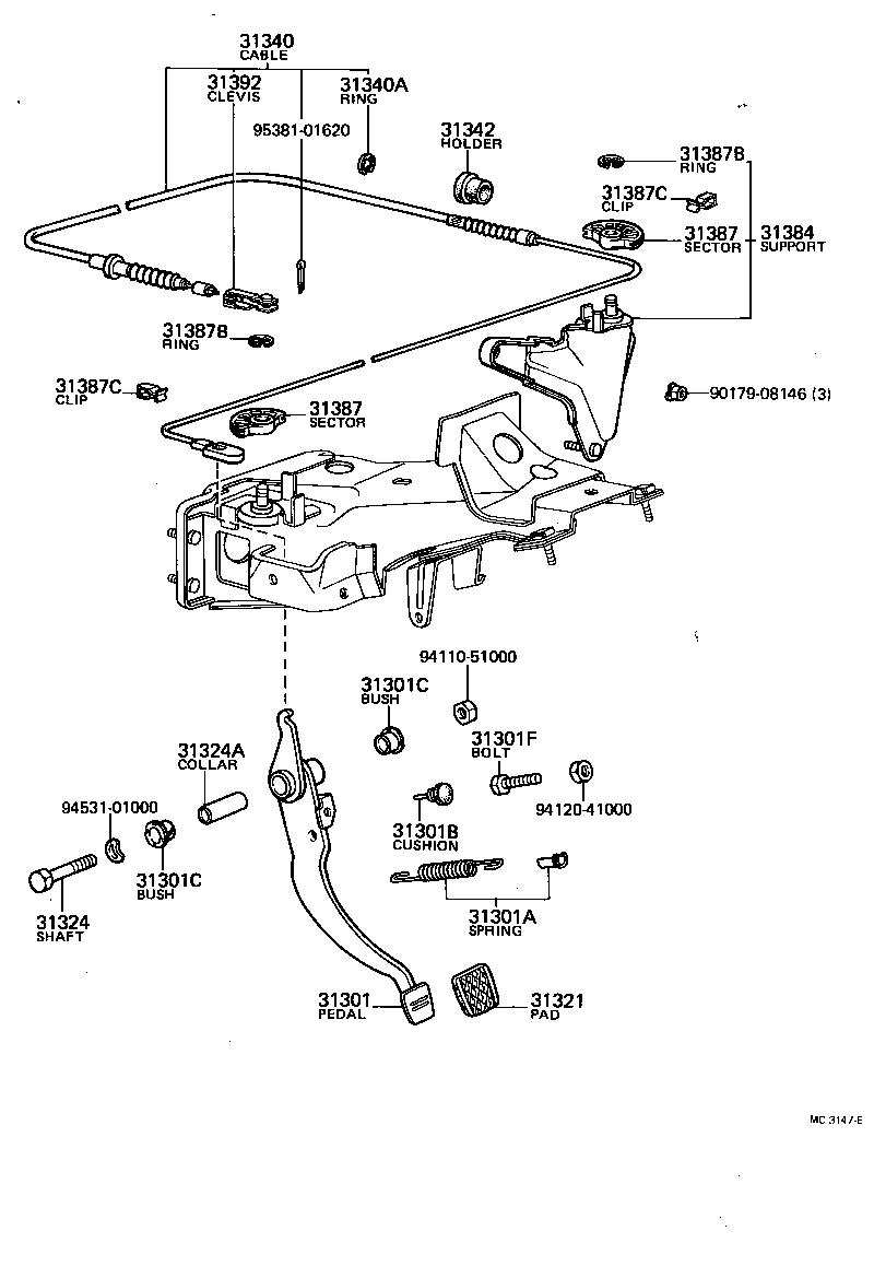 31301-12090 PEDAL SUB-ASSY, CLUTCH product image