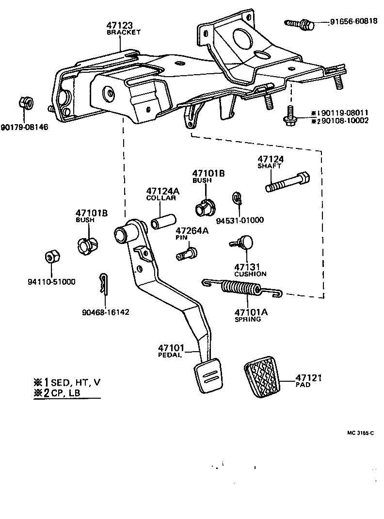 Toyota 90101-10043 SHAFT, BRAKE PEDAL