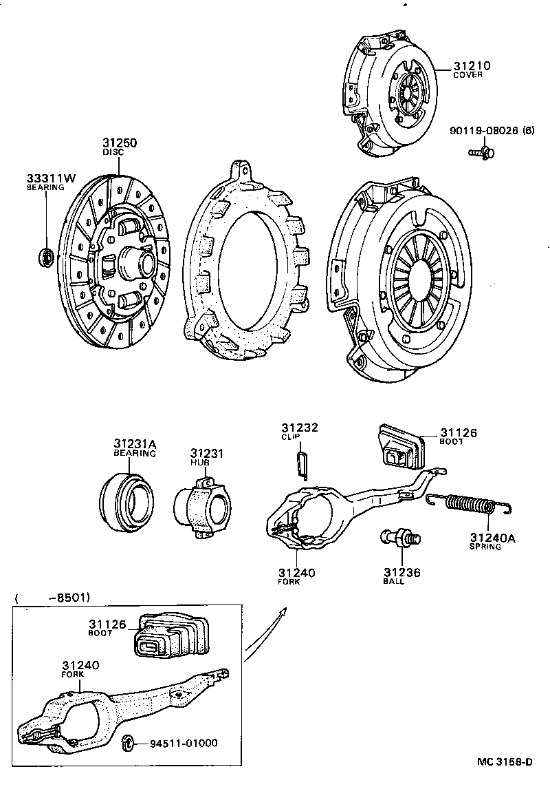 31240-12010 FORK ASSY, CLUTCH RELEASE product image