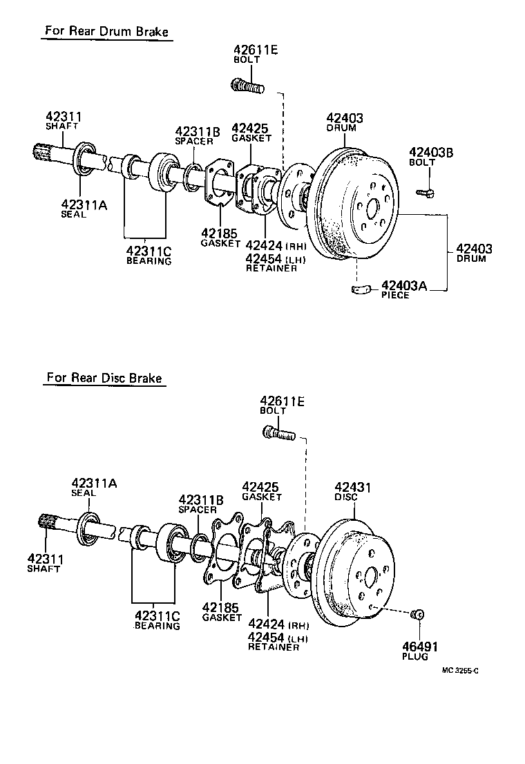 42405-30010 RETAINER, REAR AXLE BEARING, OUTER, RH product image