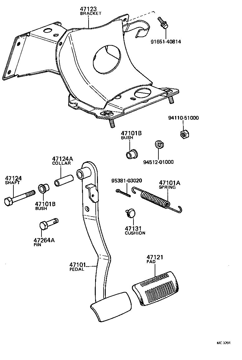 47101-30150 PEDAL SUB-ASSY, BRAKE product image